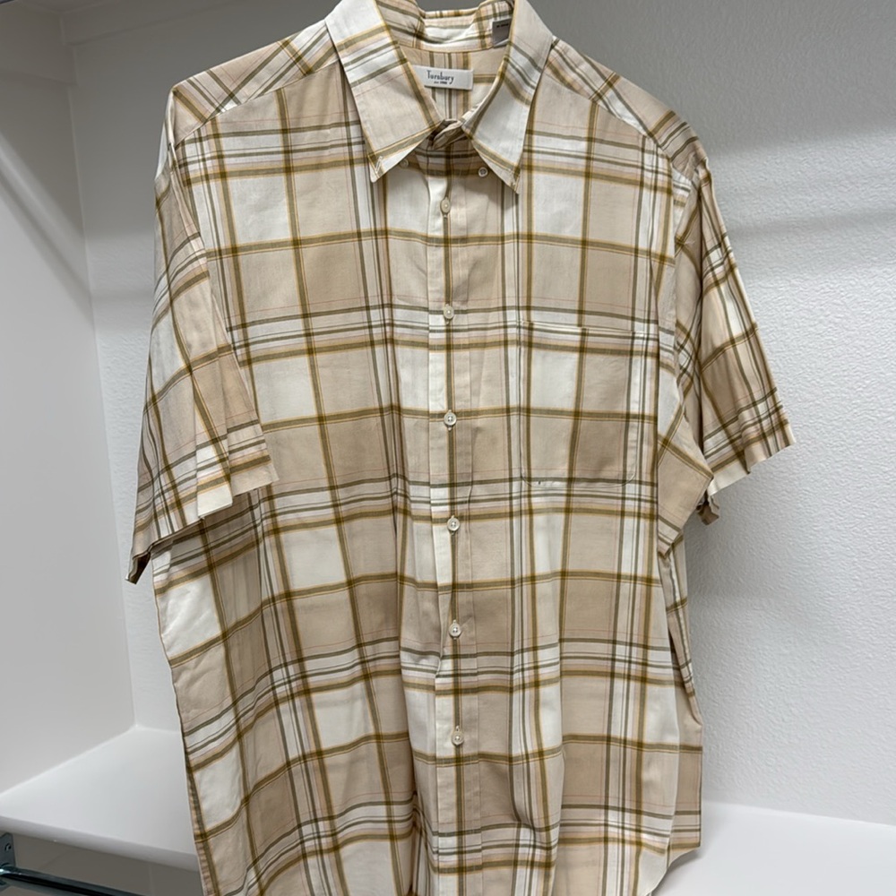 Turnbury Men’s XL‎ Short Sleeve Button Down Tan Plaid Dress Shirt 100% Cotton - Picture 14 of 14